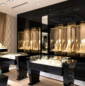 <span class=keywords><strong>Vitrina</strong></span> de cristal de esquina montada en la pared para sala de estar y tienda minorista Almacenamiento de exhibición Centro comercial de lujo moderno Metal MDF - Product Image 1