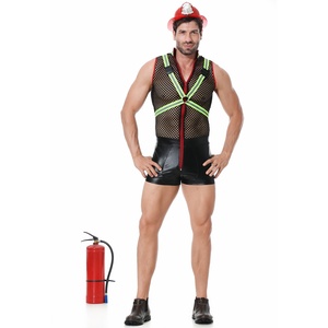 Costume de <span class=keywords><strong>pompier</strong></span> réfléchissant pour jeu de rôle M-XL, tenue de fête amusante pour homme, combinaison COS en maille - Product Image 1