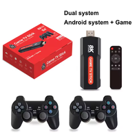 Q9 TV Stick, Consola de Juegos de Sistema Dual, Caja de Juegos, Consola de Videojuegos, Android 10, 64 GB, Wifi 2.4G, Salida HD, para Regalos