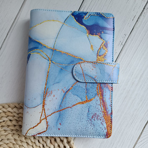 กระเป๋าสตางค์หนังพียูลายหินอ่อนแบบพกพาสามารถนำกลับมาใช้ใหม่ได้อุปกรณ์จัดระเบียบเงินสดแบบรีฟิลได้สมุดวางแผนงบประมาณแบบ A6 - Product Image 4