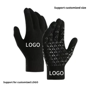 Gants tricotés d'hiver pour homme, doublés polaire, épaissis, anti-froid, en coton/spandex, chauds, antidérapants, longueur opéra, pour la détection des aiguilles - Product Image 2