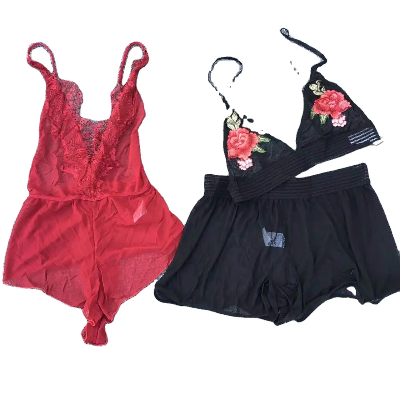 Indumenti da notte trasparenti di colore misto donne all'ingrosso Sexy caldo maturo sfilata di moda Lingerie Set