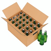 Boîte d'expédition pour bouteilles de bière divisée, emballage robuste pour bouteilles en verre, carton ondulé à 24 compartiments avec poignée