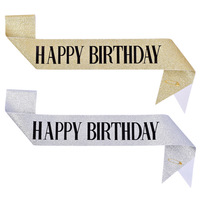 Joyeux Anniversaire – Accessoires de Décoration pour Fête Fille : Bandeau Doré, Décorations de Gâteau, Accessoires Photo