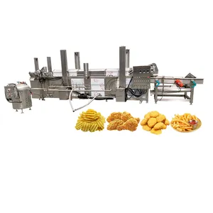 Freidora Industrial de cacahuetes, máquina para freír patatas fritas tipo transportador continuo, Industrial