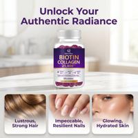 Qbioflex GMP Biotine Collagène Gummies Vitamines Premium pour la Croissance des Cheveux avec Kératine & Collagène Gummies pour les Soins de la Peau, des Cheveux et des Ongles