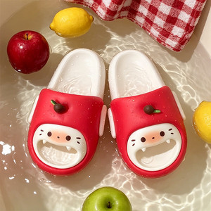 XIXITIAO Mignonnes pantoufles pour filles en forme de pomme, sandales d'été antidérapantes en EVA pour l'extérieur, claquettes amusantes à semelle épaisse de 3,5 cm pour l'intérieur - Product Image 1