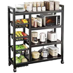 Étagère de rangement de cuisine moderne en fer forgé, multi-niveaux, amovible, pour casseroles et légumes, support à épices épaissi, rangement au <span class=keywords><strong>sol</strong></span> en métal - Product Image 1