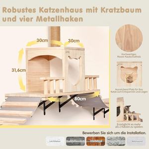 Juego de <span class=keywords><strong>puente</strong></span> y estante de pared de gato de madera, muebles completos <span class=keywords><strong>para</strong></span> sala de estar, jungla, gimnasio, escalada, juego de pared de gato montado en la pared - Product Image 2