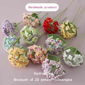 Ramos de <span class=keywords><strong>Hortensia</strong></span> de 20 pétalos de <span class=keywords><strong>lana</strong></span> a ganchillo a mano para boda alegre propuesta ceremonia amante fiesta de cumpleaños decoración de la habitación - Product Image 1