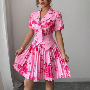 Nouvelle Collection Printemps-Automne 2026 : <span class=keywords><strong>Ensemble</strong></span> Deux Pièces Décontracté et Polyvalent pour Femme, Imprimé Floral Élégant, Sans Col Boutonné - Product Image 4