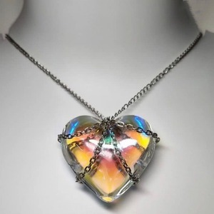 Collier en cristal artificiel en forme de cœur, chaîne O, bijoux tendance pour le quotidien, été 2024, origine Yiwu - Product Image 1