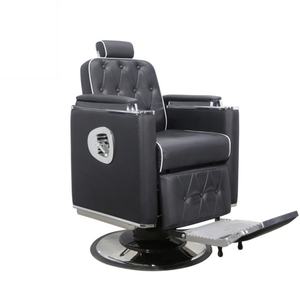 Sillón de Peluquería de Lujo Negro y Dorado, Silla de Peluquería con Bomba Hidráulica Reclinable, Silla de Corte de Pelo Retro para Salón de Belleza - Product Image 2