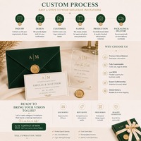 Sobres de Terciopelo Rojo de Lujo, Papel y Sobres Vintage, Sobre Personalizado para Boda con Tarjeta, Sello de Cera
