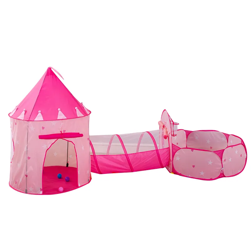 Oem Service Portable Playhouse Kids Tent House Non-toxic 3 In 1 Toy Kids Tunnel Tent