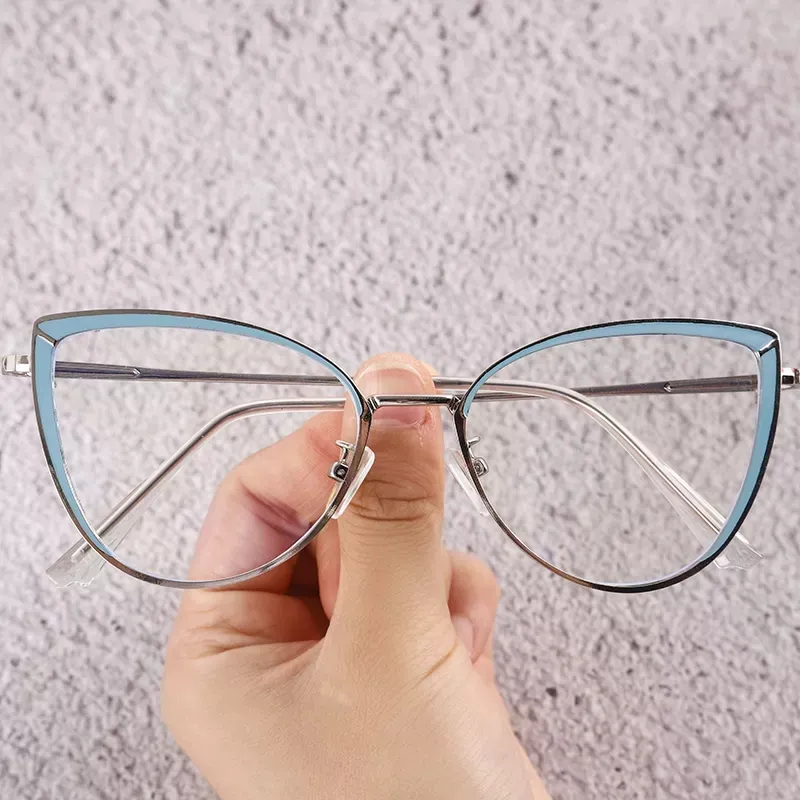 Eyewear Trendy cat eye Metal Frames cat eye spectacle Glasses Anti Blue Light Optical Frame Women Eyeglasses Wholesale