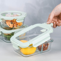 Boîte de conservation alimentaire en verre empilable, hermétique, anti-fuite, personnalisable, à 3 compartiments, pour la cuisine et les voyages