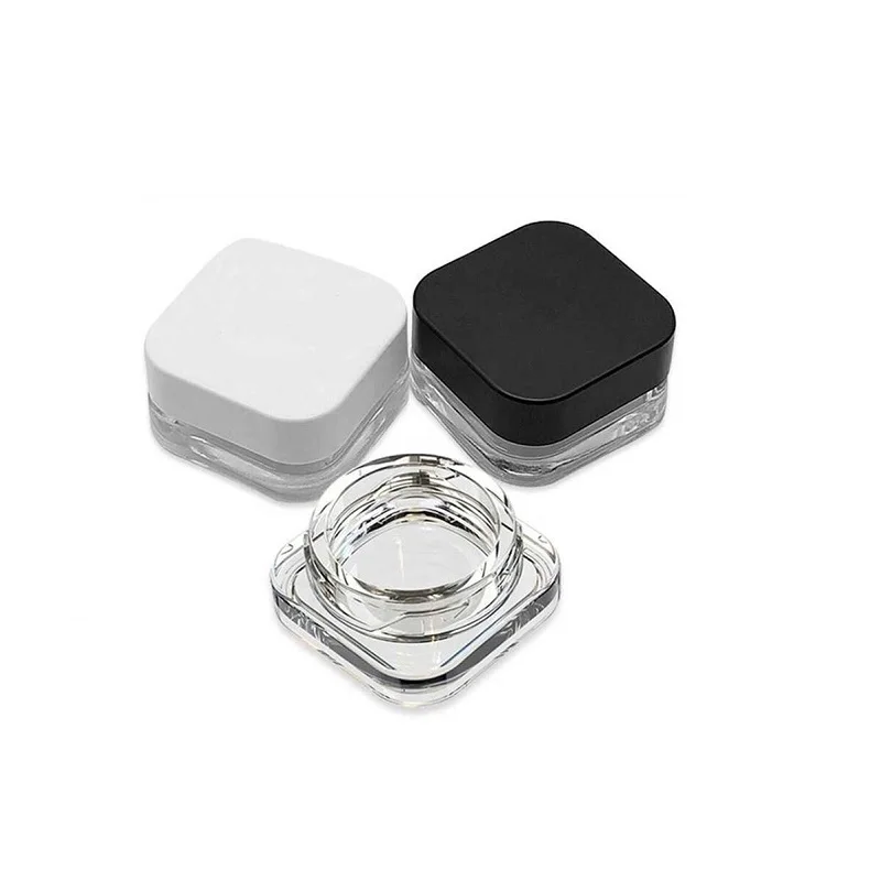 portable small cosmetic wax cream Concentrate container square shape 7 Ml 9 Ml Child Proof CBD salve glass Jar