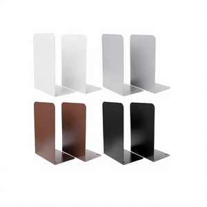 Ensemble de 4 serre-livres en métal au design simple, qualité supérieure, forme personnalisée, rangement de livres, serre-livres pour le bureau, l'école, utilisation quotidienne - Product Image 1