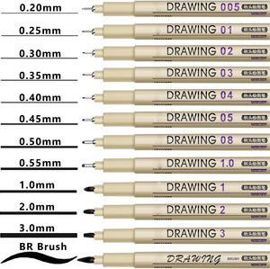 Juego de 12 Rotuladores de Punta Fina para Dibujo Artístico, Tinta Negra Resistente al Agua, Marcadores de Tinta de Archivo para Artistas, Delineadores para Bocetos - Product Image 2