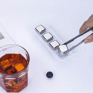SS304 Food-Grade Stainless Steel Creative Square Stone Ice Cubes Set for <b>Bar</b> Wine Beer Whisky Coffee and Frozen <b>Drinks</b> - Product Image 4