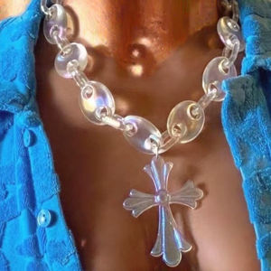 Hip Hop Punk bijoux pour adolescents personnalisé croix pendentif gros tour de cou clair jésus Laser UV Cool griffe réglage anniversaire - Product Image 3