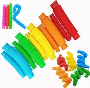 Jouets de décompression extensibles colorés, tubes Popper, jouets sensoriels pour l'autisme, jouets en plastique, tube extensible - Product Image 2