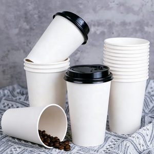 Gobelets à café compostables personnalisables en gros, à paroi simple, blancs, biodégradables, pour boissons, lait, thé, café, en papier - Product Image 2