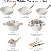 Ensemble de casseroles en pierre de Maifan de haute qualité, 12 à 21 pièces, moderne, antiadhésif, compatible avec les plaques à induction, ensemble complet pour faire frire, des soupes et des plats