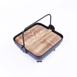 Casserole en <span class=keywords><strong>fonte</strong></span> avec couvercle en bois pour cuisine extérieure, jardin, maison, camping, barbecue et pique-nique - Product Image 3