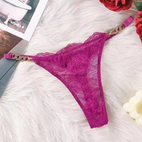 Vente en Gros de Strings de Luxe pour Femmes Style Bijoux à Strass en Dentelle Sexy Marque de Culottes