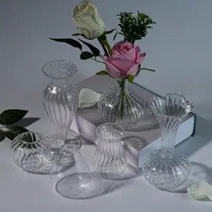 European Art Deco Design Transparent Glass Flower Vase Terrarium Tabletop Vase Made In China