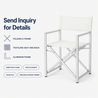 Chaise de Réalisateur Pliante en Gros avec Accoudoirs à Plat, Cadre en Aluminium, Chaise de Loisirs d'Extérieur pour Terrasses et Événements