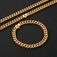 Collier chaîne cubaine en acier inoxydable plaqué or 22 carats, poli miroir, 12 mm, nouvelle collection NUOYA, bijoux fins pour hommes