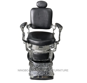 Silla De salón De belleza para hombre, bomba hidráulica reclinable, muebles De salón De belleza, Silla De peluquero antigua, corte De pelo, moderna, color negro, 2 años - Product Image 3