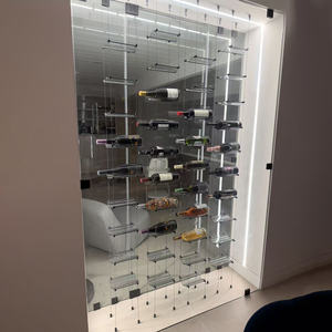 Étagère <span class=keywords><strong>à</strong></span> vin personnalisée porte-bouteille casier <span class=keywords><strong>à</strong></span> vin suspendu câble métallique flottant système de câble de vin avec verre propre et clip ruban - Product Image 4