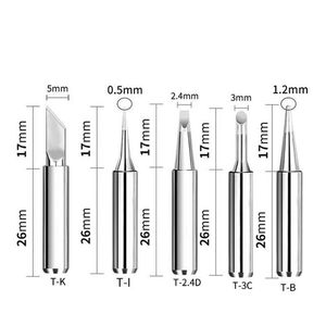 Kit de pointes de fer à souder 0,5 mm 1,2 mm 2,4 mm 3 mm 5 mm T-K T-I T-2.4D T-3C T-B Pointes de remplacement universelles pour station de soudage - Product Image 1