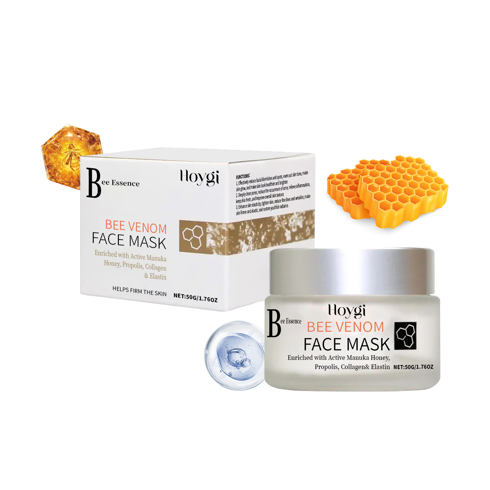 Hoygi Propolis Facial Mask Moisturizing and Brightening Pore Clearing and Soothing Firming Skin Care