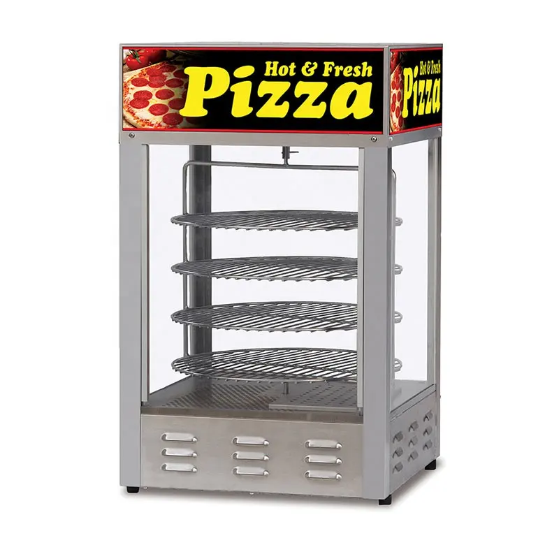 Visor/aquecedor de alimentos para pizza, exibição de alimentos supertise comercial rotativa de pizza, suporte de calor