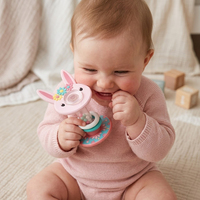 Mainan Gigitan Bayi Silikon Bentuk Kelinci Bebas BPA Food Grade 0-12 Bulan Mudah Digenggam Custom