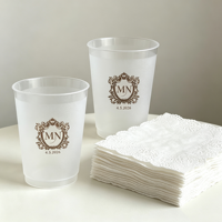 9 gobelets en plastique givré personnalisés Sofia Ali de 16 oz, jetables, avec monogramme, nom et logo pour les invités d'événements et de mariages
