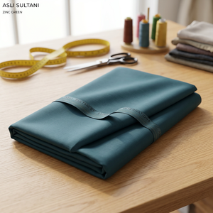 Asli Sultani 4 Mètres Tissu Uni Vert Zinc Minimaliste en Mélange Polyester Viscose Teint Uni avec Détection par Aiguille - Product Image 3