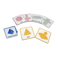 Cartes flash magnétiques d'apprentissage de la géométrie 3"x3", 13 formes 3D et 11 maquettes de formes solides pour l'école et la maison