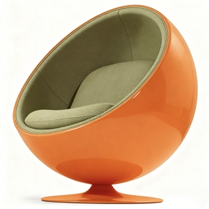 Fauteuil boule vietnamien / Fauteuil d'appoint avec dossier en cuir, pieds en acier inoxydable, pivotant, en fibre de verre, moderne, pour salon, chambre à coucher, extérieur - Product Image 2