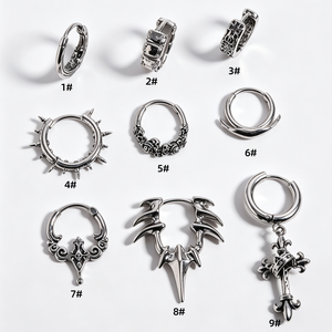 Unisex Punk Hip Hop <span class=keywords><strong>Goth</strong></span> Kreolen Kreuz-Anhänger Piercing-Schmuck Edelstahl Hypoallergene Ohrringe für Männer und Frauen - Product Image 1