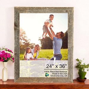 HMS 24x36 naturale resistente alle intemperie Grey cornice in legno con supporto in Plexiglass stampa UV Flip A3 per uso domestico - Product Image 2