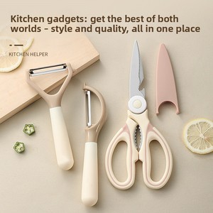 New Multi-Function <strong>Kitchen</strong> Gadget Set Stainless Steel Scissors Paring <strong>Knife</strong> With Plastic Handles Household Fruit Paring <strong>Knife</strong> - Product Image 2