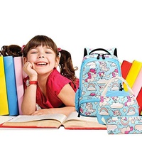 Mochila Unisex de Alta Calidad con Diseño de Unicornio Azul, Linda Mochila Escolar Ligera con Dibujos Animados de Animales para Niñas