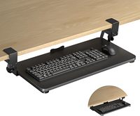 Plateau coulissant en métal pour clavier et souris, facile à installer sous le bureau, avec fixation par pince en C pour bureaux d'ordinateur