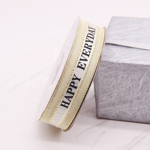 Luxury 38mm <b>Wired</b> Eco-friendly Satin <b>Ribbon</b> Spool Printed for Wedding Birthday or Christmas Custom Gift Wrapping From China - Product Image 3